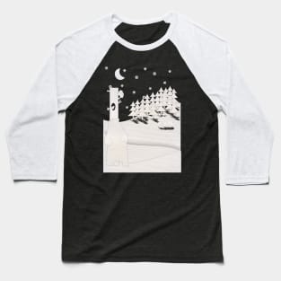 Bears in Snowy Forest Baseball T-Shirt